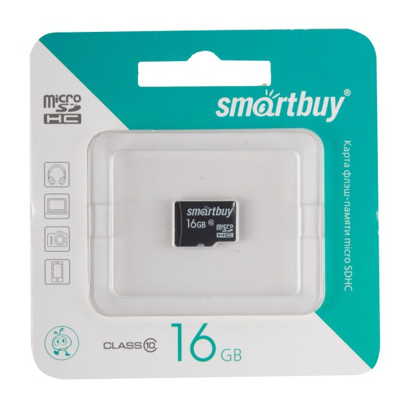 Карта памяти microSDHC 16GB Class10 UHS-I SmartBuy