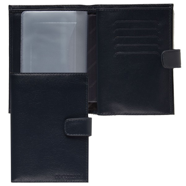 Обложка для автодокументов кожа Fabula Largo 10*14 с отделом д/паспорта и карт тиснение BV.8.LG синяя