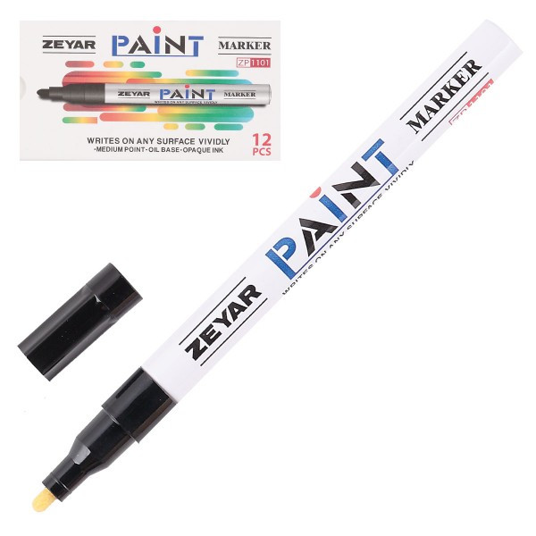 Маркер-краска пулевидный 2,0мм алюминиевый корпус KLERK ZEYAR 170401 черный