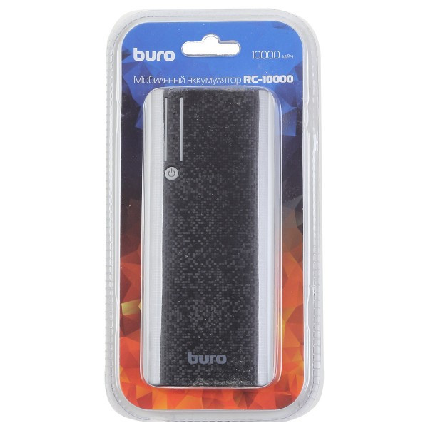 Аккумулятор мобильный PowerBank Buro RC-10000 Li-Ion 10000mAh 1A+2.1A черный/серый 3xUSB