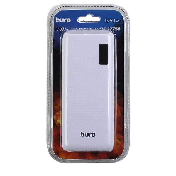 Аккумулятор мобильный PowerBank Buro RC-12750W Li-Ion 12750mAh 1A+1A белый 2xUSB