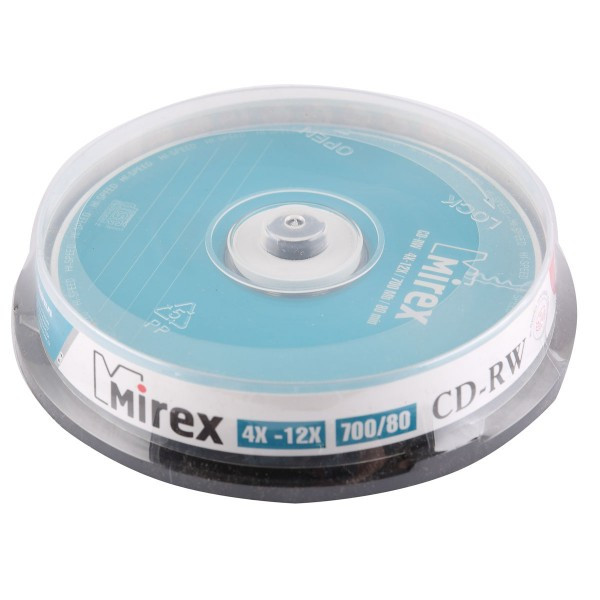 Лазер диск Mirex CD-RW 700МБ 12x Cake box 10 шт.