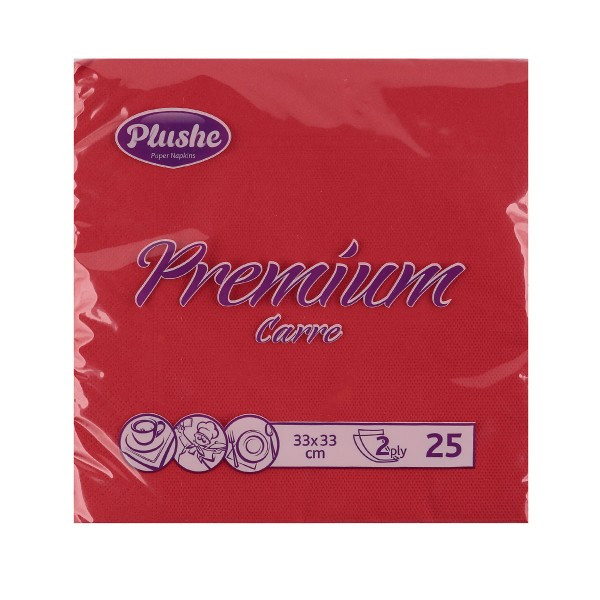 Салфетки Plushe premium carre 33*33 2-слойные 25шт 2029 красные